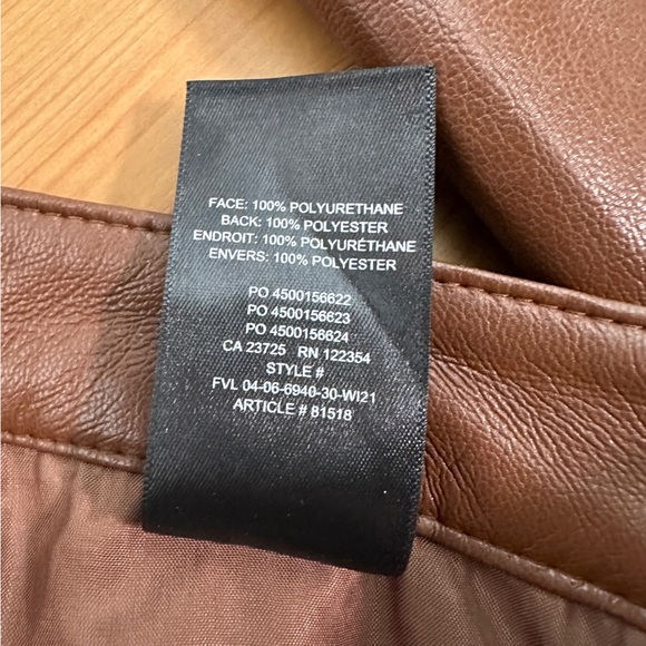 Wilfred | Brown Faux Leather Straight Leg Pants High Rise Vegan Leather Trousers - Picture 5 of 5